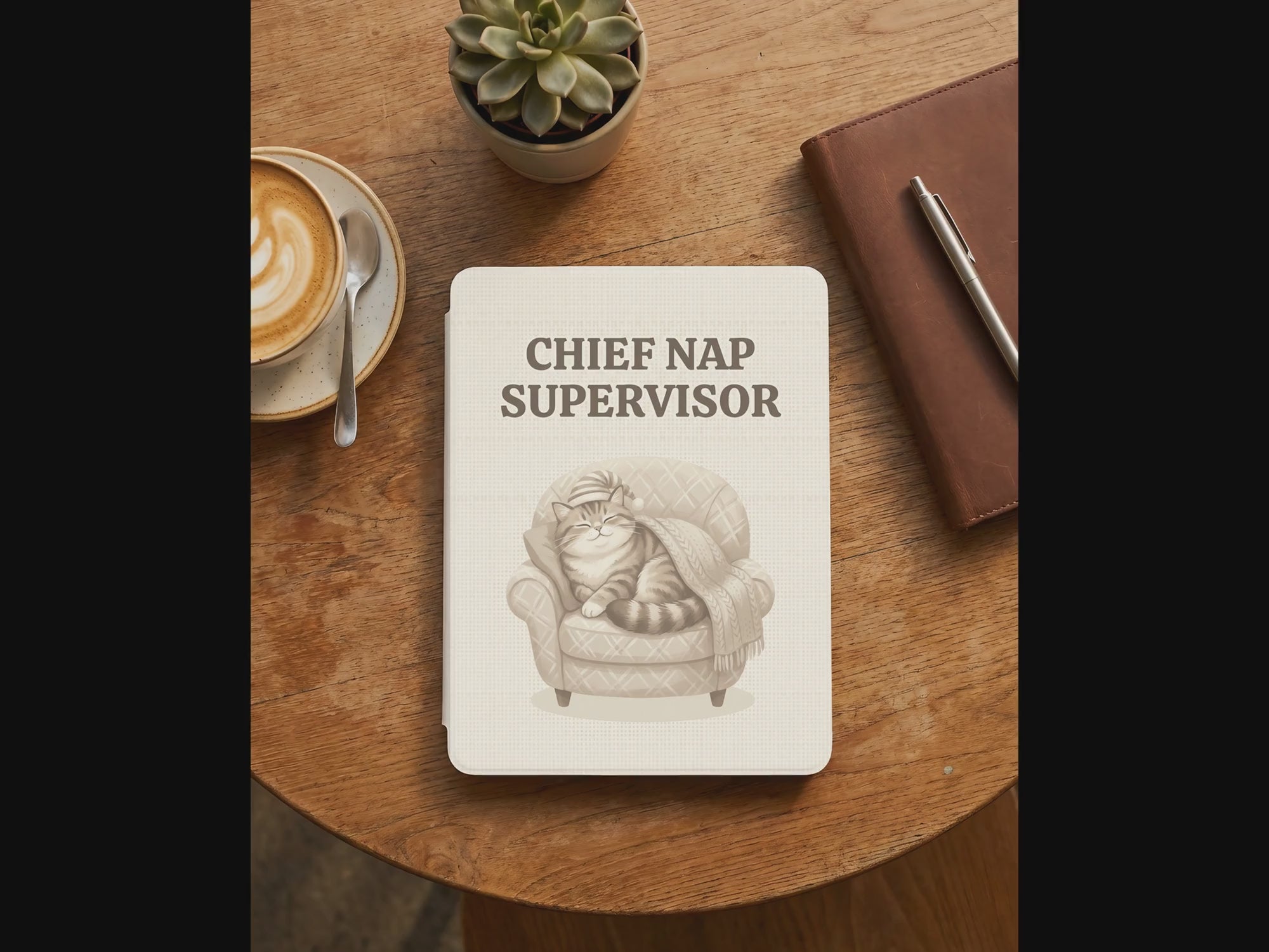 Chief Nap Supervisor Custom Cat Kindle Case — Cozy Armchair Personalized Pet Portrait Gift