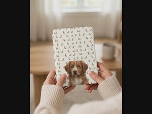 Custom Dog Portrait Kindle Case — Toller with Elegant Silhouette Pattern