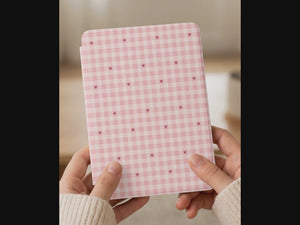 Pink Gingham Hearts Kindle Paperwhite Case — Romantic Cottagecore Gift