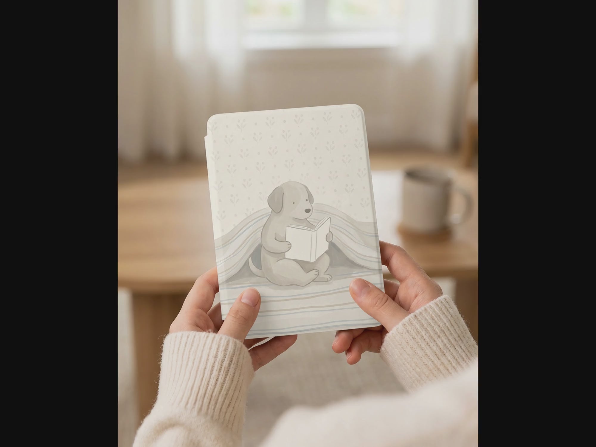 Cartoon Dog Reading Kindle Case — Fun Gift for Dog Lovers
