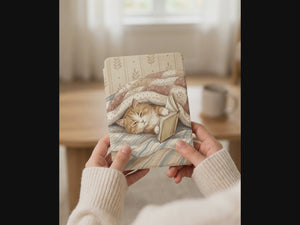 Cute Orange Kitten Reading Kindle Case — Adorable Gift for Cat Lovers