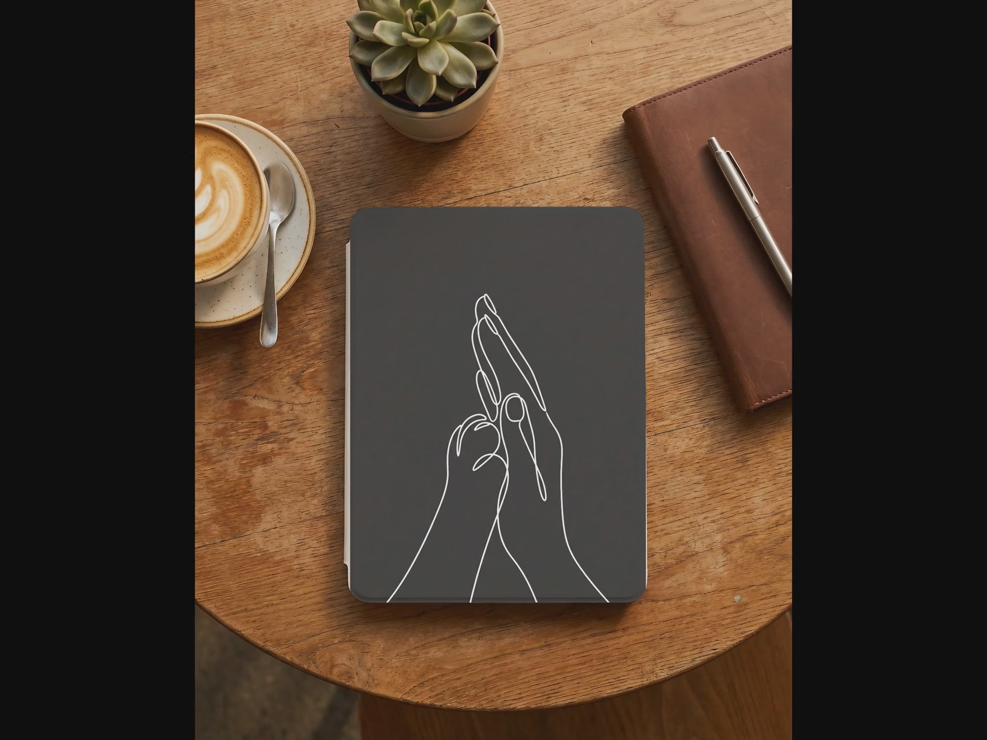 Dog Paw on Hand Kindle Case — Minimalist Line Art Tender Bond Gift