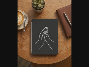 Human Cat Connection Kindle Case — Minimalist Palm to Paw Line Art Gift