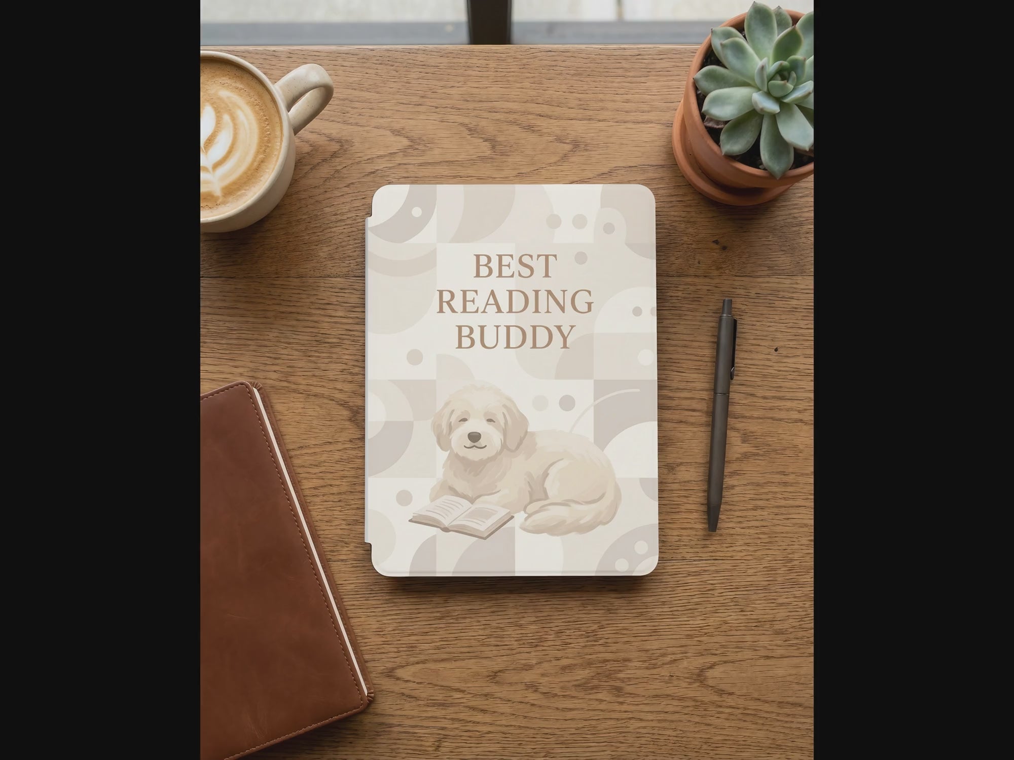 Best Reading Buddy Custom Kindle Case — Goldendoodle Pet Portrait