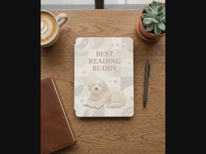 Best Reading Buddy Custom Kindle Case — Goldendoodle Pet Portrait