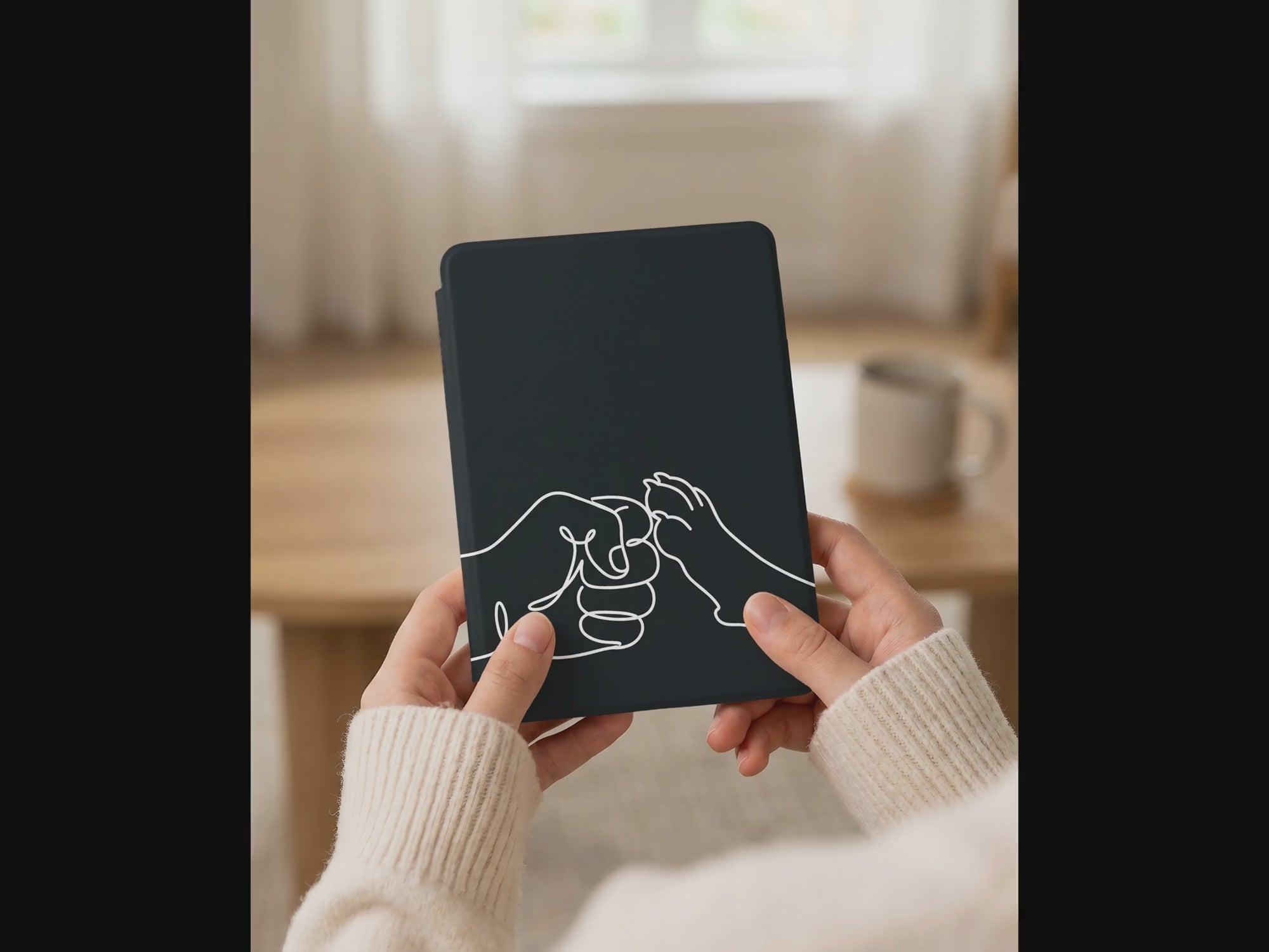 Dog Paw Fist Bump Kindle Case — Minimalist Line Art Gift for Dog Lovers