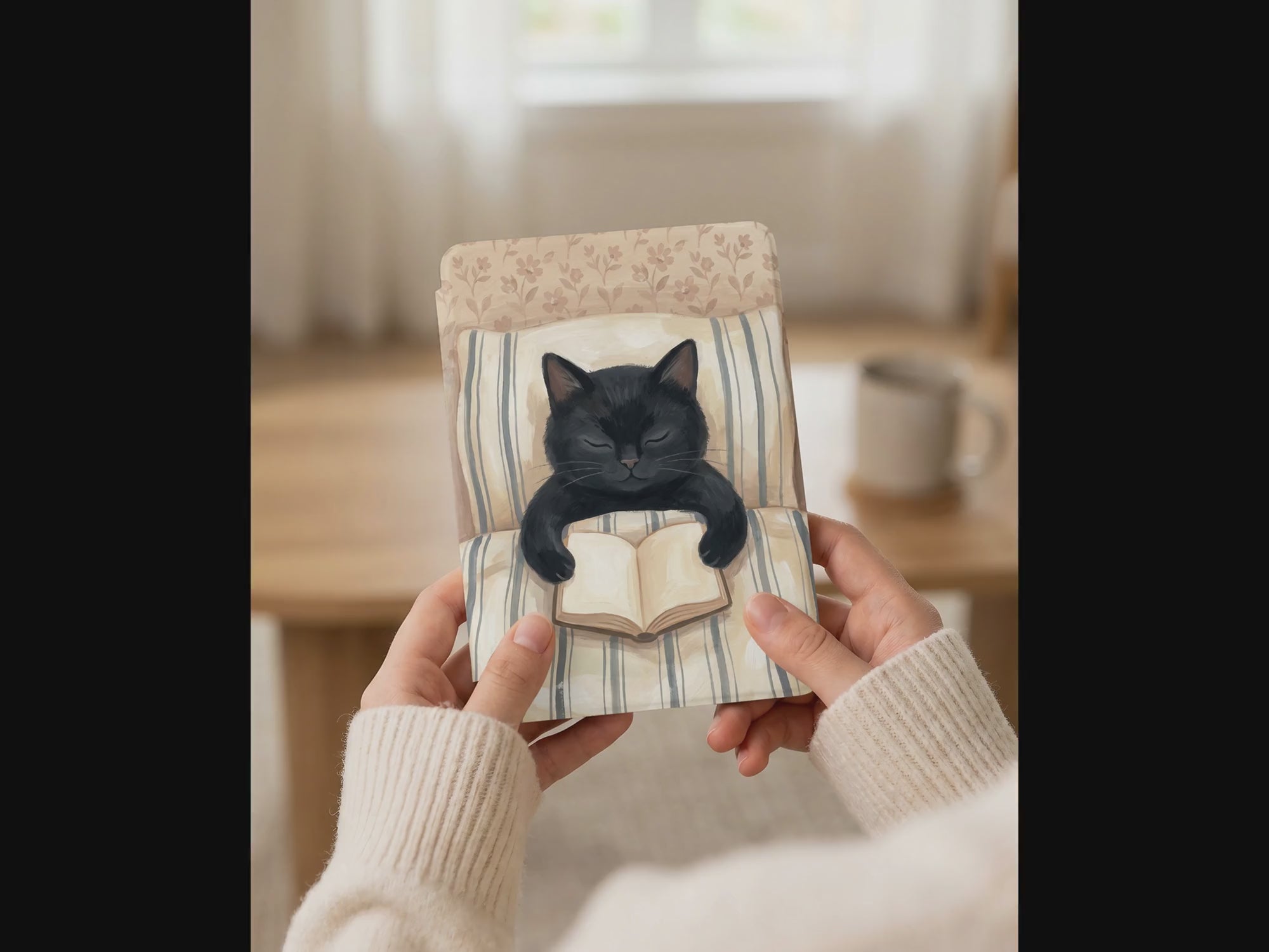 Black Cat Reading Kindle Paperwhite Case — Sleek Gift for Cat Lovers