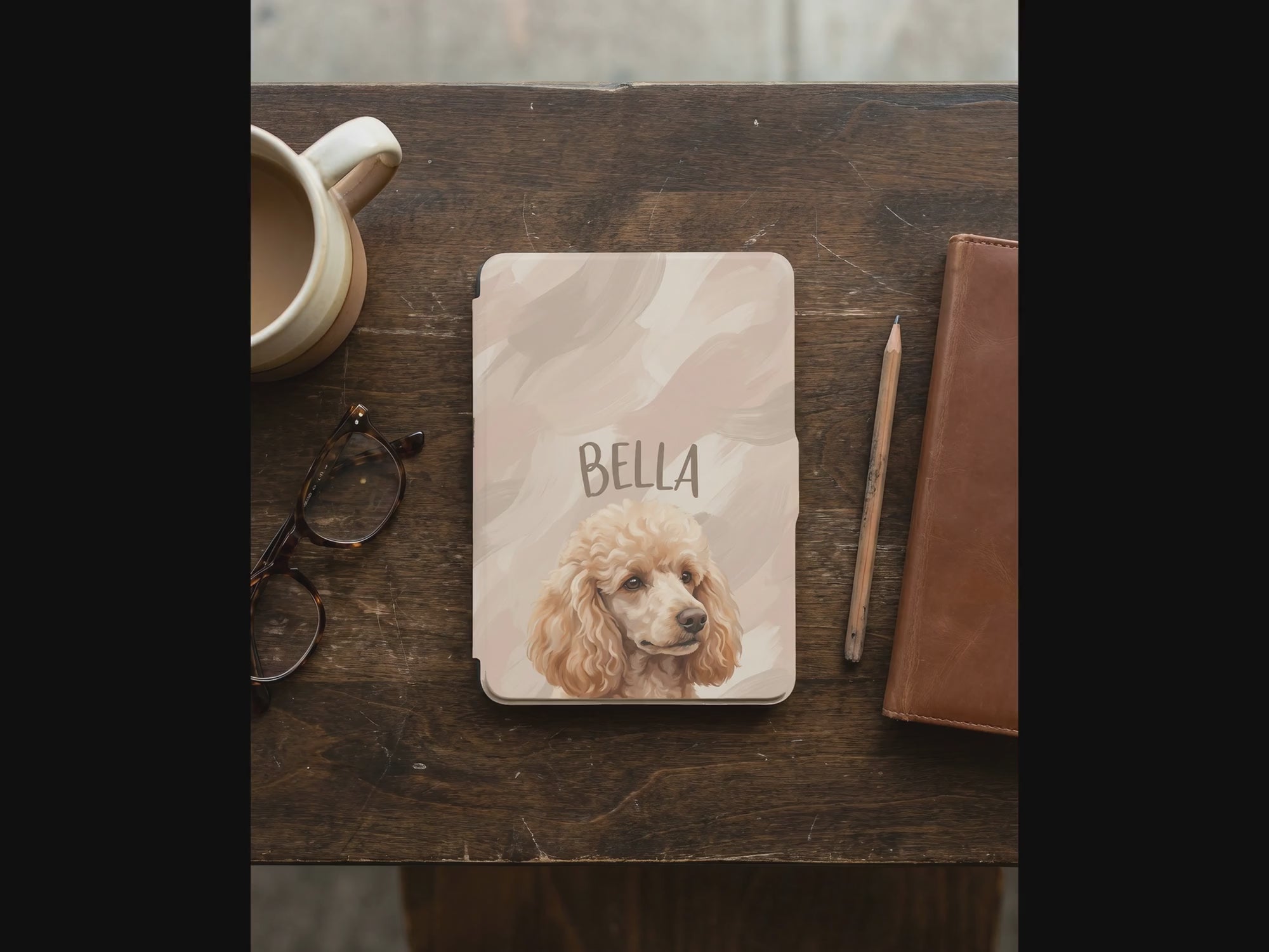 Soft Blush Personalized Pet Portrait Kindle Case