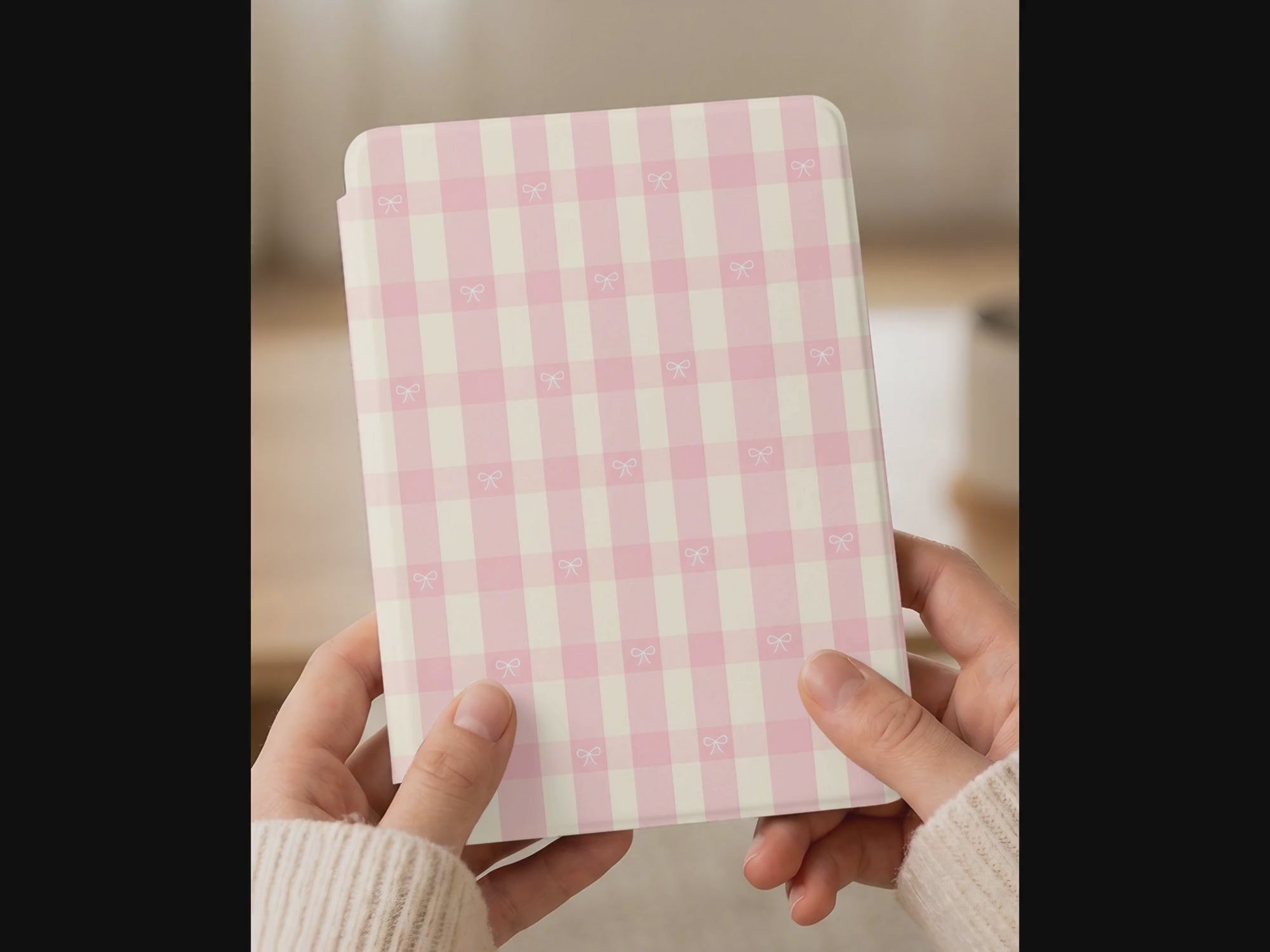 Pink Gingham Bow Kindle Case — Coquette Aesthetic Gift