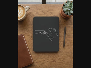 Human Dog Fist Bump Kindle Case — Minimalist Line Art Pet Bond Gift
