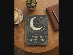 Moonlit Book Club Kindle Case — Vintage Woodcut Slate Blue