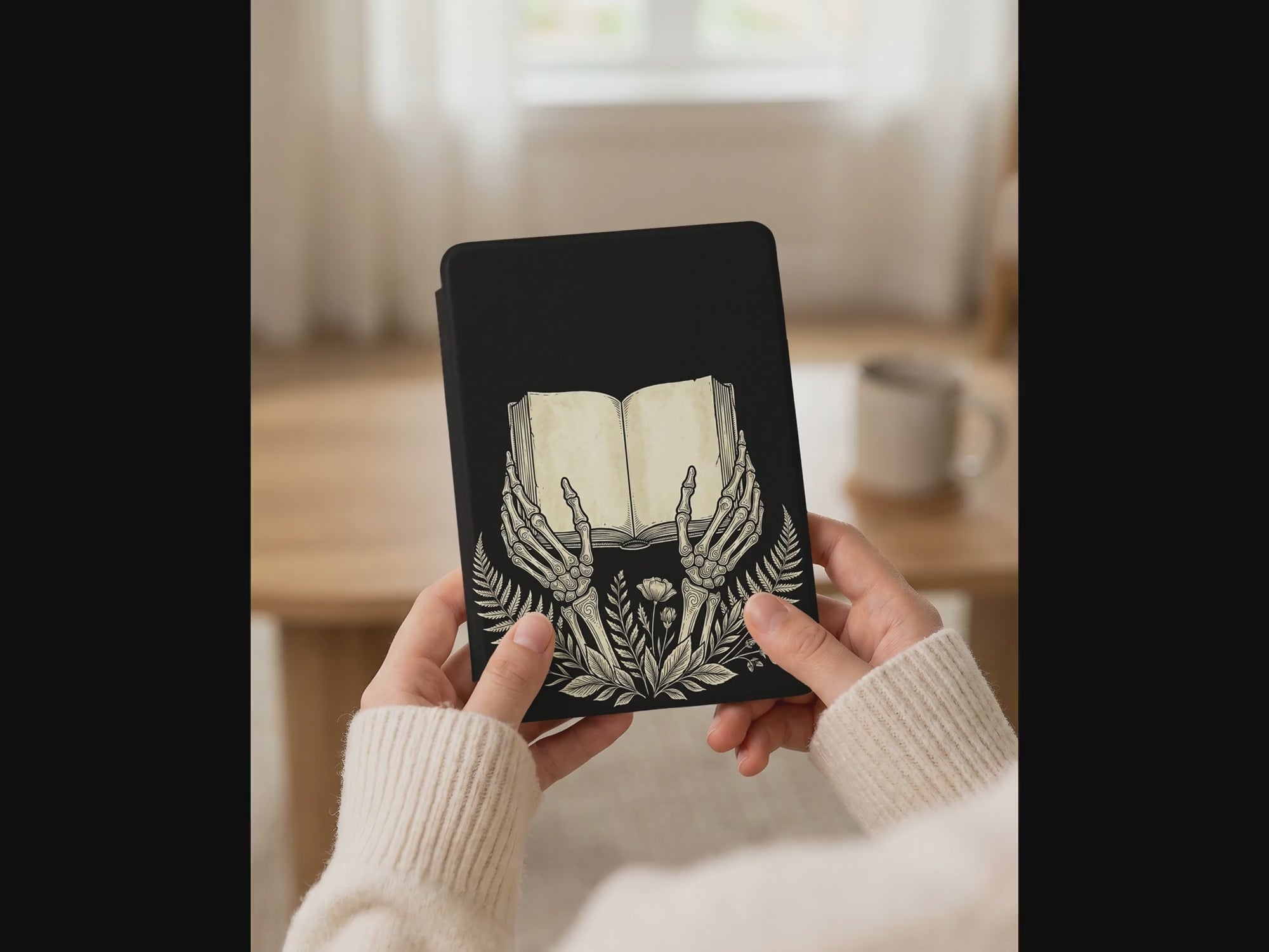 Disembodied Skeleton Hands Kindle Case — Gothic Book Lover Gift